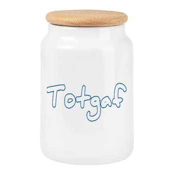 Totgaf - Cookie Jar with Wooden Lid - white - Front