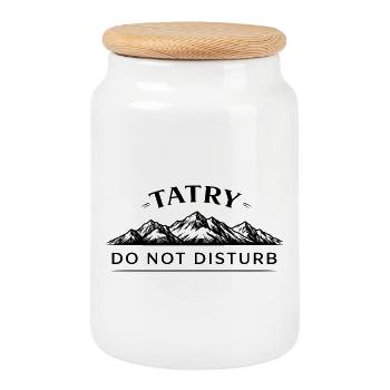 Tatry Do Not Disturb Mountain Design - Cookie Jar with Wooden Lid - white - Front