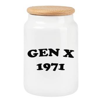 T-shirt rétro Logo Gen X 1971 - Boîte à biscuits avec couvercle en bois - blanc - Devant