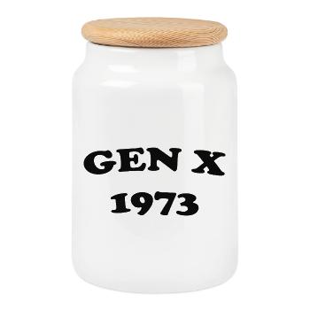 Gen X 1973 Retro Emblem - Keksdose mit Holzdeckel - Weiß - Vorne