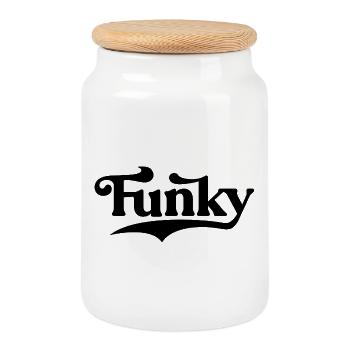 Funky Music Fettes Typografiedesign - Keksdose mit Holzdeckel - Weiß - Vorne