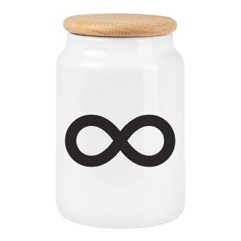 Unendlichkeitszeichen – Minimalistisches Infinity  - Keksdose mit Holzdeckel - Weiß - Vorne