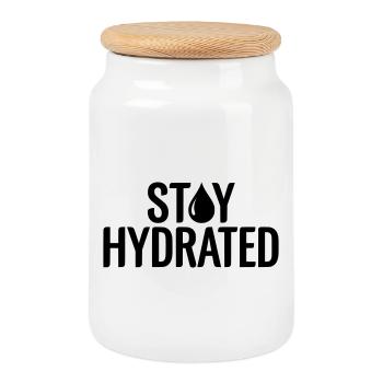 Slogan Restez Hydraté - Citation Fitness & Sport - Boîte à biscuits avec couvercle en bois - blanc - Devant