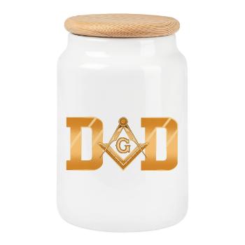 Francs-maçons Illuminati - Boîte à biscuits avec couvercle en bois - blanc - Devant