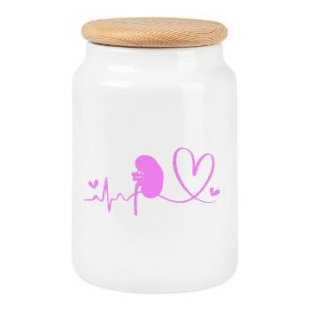 Kidney Donor Donor Kidney - Cookie Jar with Wooden Lid - white - Front