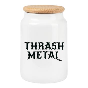 Thrash Metal Logo Tee - Cookie Jar with Wooden Lid - white - Front