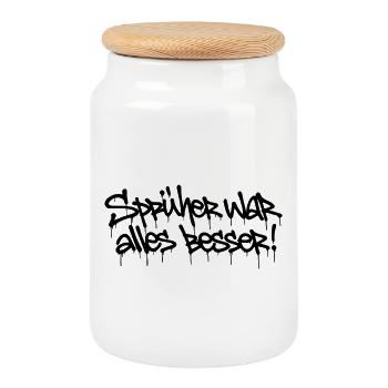 Le pulvérisateur était complètement amélioré ! – Conception de balises de graffiti - Boîte à biscuits avec couvercle en bois - blanc - Devant