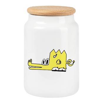 Drako le dragon - Boîte à biscuits avec couvercle en bois - blanc - Devant