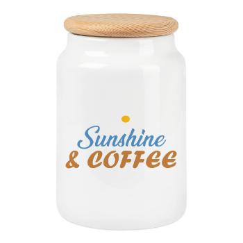 Sunshine & Coffee Strandvibes Sommer Sonne Geschen - Keksdose mit Holzdeckel - Weiß - Vorne
