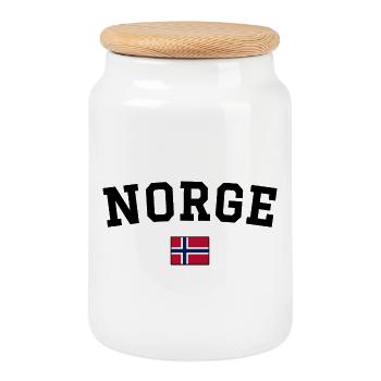 Drapeau de la Norvège Noir - Boîte à biscuits avec couvercle en bois - blanc - Devant