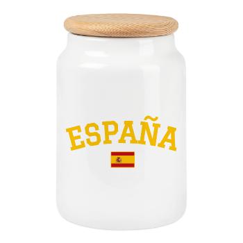 Spanien Flagge Design - Keksdose mit Holzdeckel - Weiß - Vorne