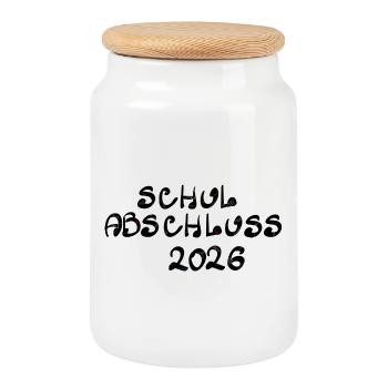 Graduation 2026 - Cookie Jar with Wooden Lid - white - Front