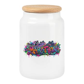 Farbrausch Marathon Graffiti - Cookie Jar with Wooden Lid - white - Front