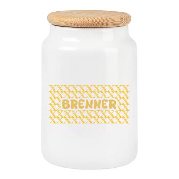 Motif du filet jaune du brûleur - Boîte à biscuits avec couvercle en bois - blanc - Devant