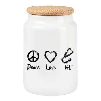 Amour vétérinaire - Boîte à biscuits avec couvercle en bois - blanc - Devant