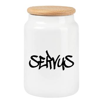 Servus (Tagster) - Keksdose mit Holzdeckel - Weiß - Vorne