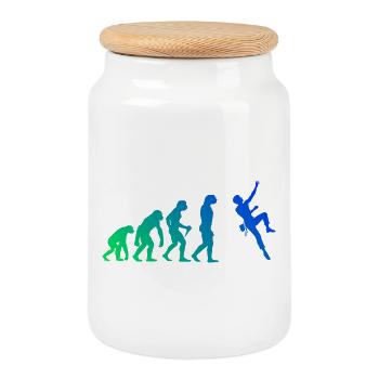 The climbing fans fit together - Cookie Jar with Wooden Lid - white - Front