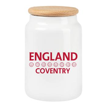 Coventry England Football Symbol - Cookie Jar with Wooden Lid - white - Front