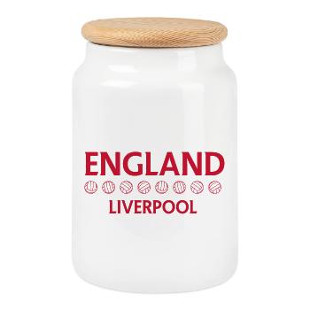 England Liverpool Vintage Football - Cookie Jar with Wooden Lid - white - Front