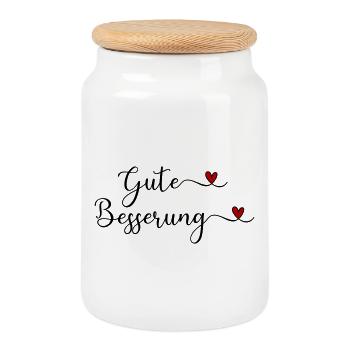 Gute Besserung - Keksdose mit Holzdeckel - Weiß - Vorne