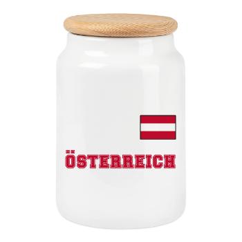 ÖSTERREICH Trikot Look - Flagge Fahne auf Brust - Keksdose mit Holzdeckel - Weiß - Vorne
