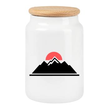 Mountains Sun Hiking Outdoor Alpine Club - Cookie Jar with Wooden Lid - white - Front