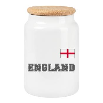 Look maillot de l’ANGLETERRE avec drapeau sur la poitrine - Boîte à biscuits avec couvercle en bois - blanc - Devant