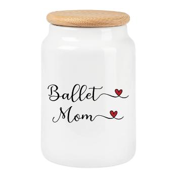 Cœur de Maman de Ballet - Boîte à biscuits avec couvercle en bois - blanc - Devant
