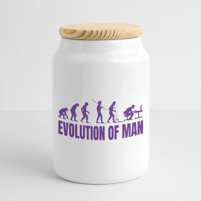 Programmer Computer Freak Evolution Retro Cookie Jar with Wooden Lid