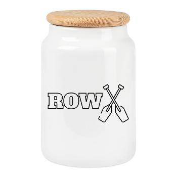 ROW Row, style de design de collège en noir - Boîte à biscuits avec couvercle en bois - blanc - Devant