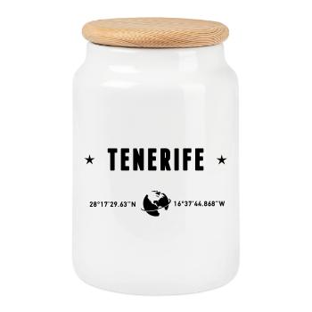Tenerife Espagne Coordonnées GPS Globe - Boîte à biscuits avec couvercle en bois - blanc - Devant