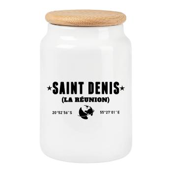 Saint Denis Reunion Coordonnées Globe - Boîte à biscuits avec couvercle en bois - blanc - Devant