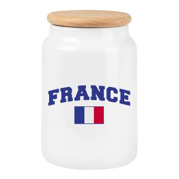 Frankreich Flagge Fahne - Keksdose mit Holzdeckel - Weiß - Vorne