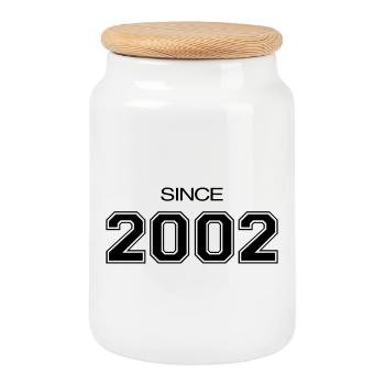 2002 birthday gift - Cookie Jar with Wooden Lid - white - Front