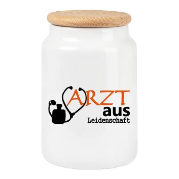 Arzt aus Leidenschaft Geschenk - Keksdose mit Holzdeckel - Weiß - Vorne