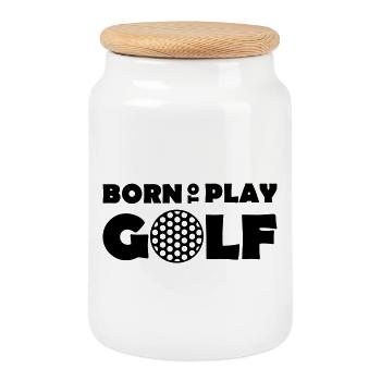 Born to play Golf - Cookie Jar with Wooden Lid - white - Front