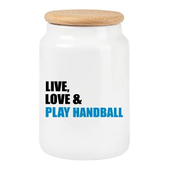 handball - Cookie Jar with Wooden Lid - white - Front