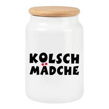 Kölsch Mädche - Ein Mädchen aus Köln - Keksdose mit Holzdeckel - Weiß - Vorne