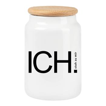 ICH steh zu mir. - Keksdose mit Holzdeckel - Weiß - Vorne
