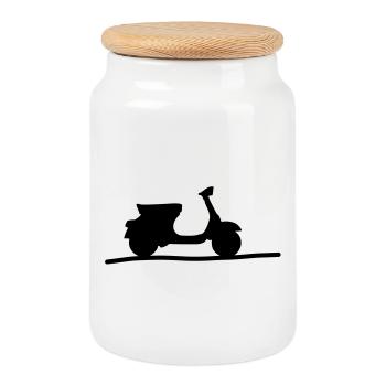 snowmobile - Cookie Jar with Wooden Lid - white - Front