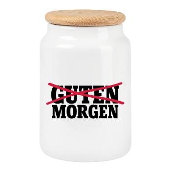 Guten Morgen - Keksdose mit Holzdeckel - Weiß - Vorne