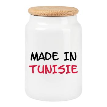 Made in Tunisie - Boîte à biscuits avec couvercle en bois - blanc - Devant
