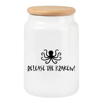Release the Kraken - Cookie Jar with Wooden Lid - white - Front