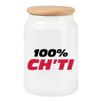 100% Ch'ti - Keksdose mit Holzdeckel - Weiß - Vorne