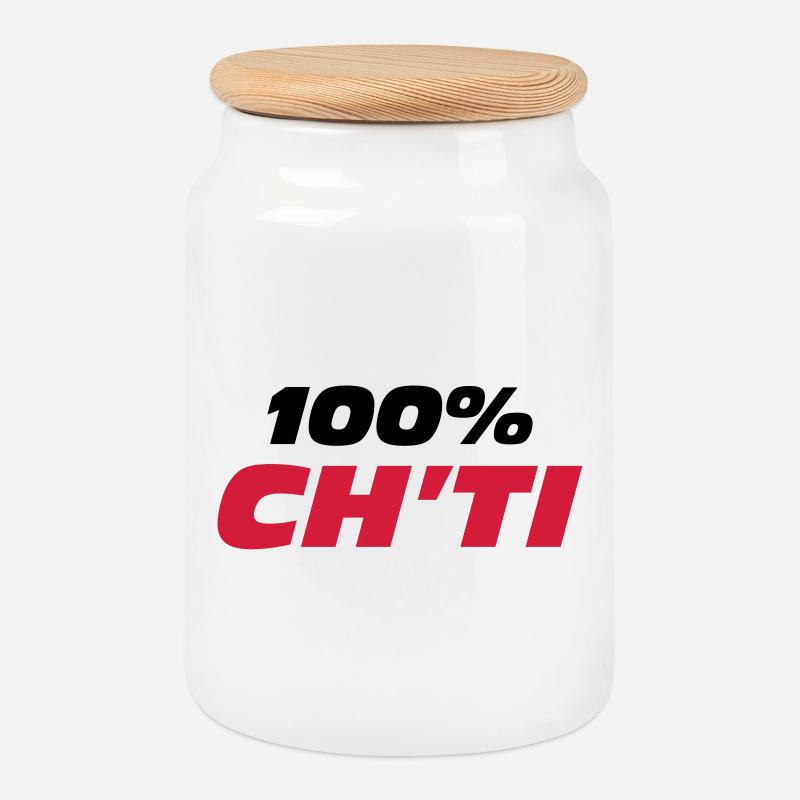 100% Ch'ti - Keksdose mit Holzdeckel - Weiß