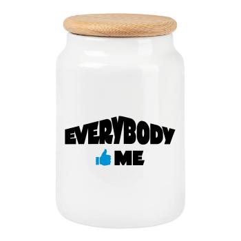 funny - Cookie Jar with Wooden Lid - white - Front