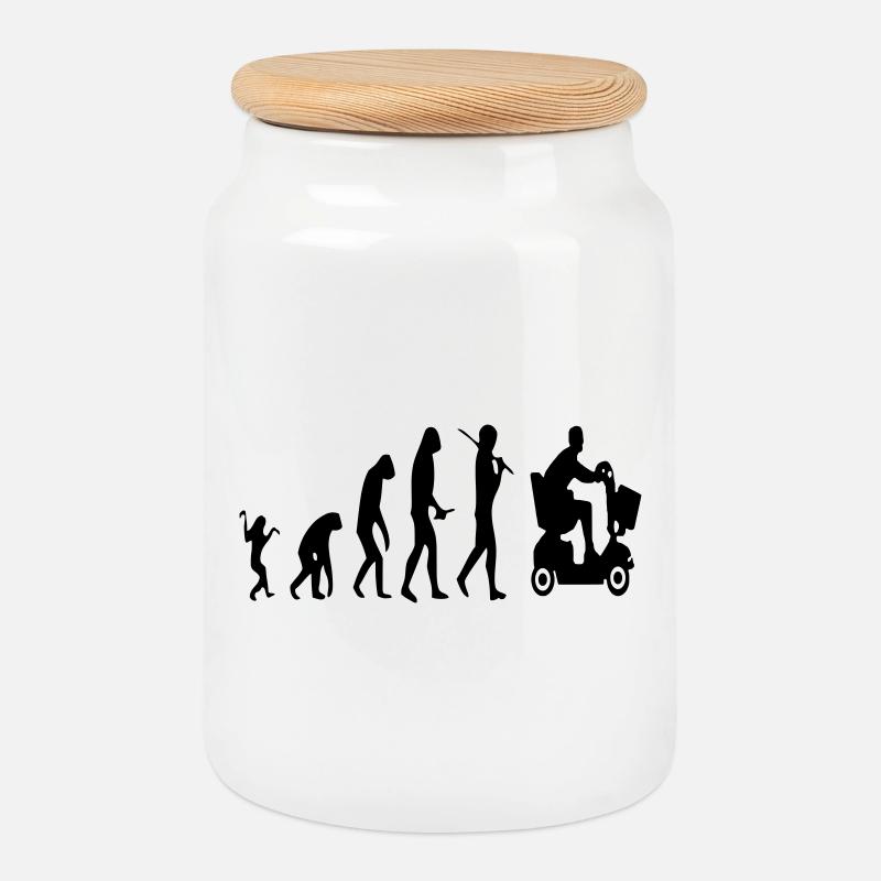 Mobility scooter evolution of disabled people # - Cookie Jar with Wooden Lid - white