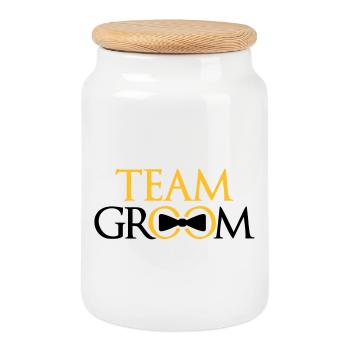 rings team groom bachelor party bachelor par - Cookie Jar with Wooden Lid - white - Front