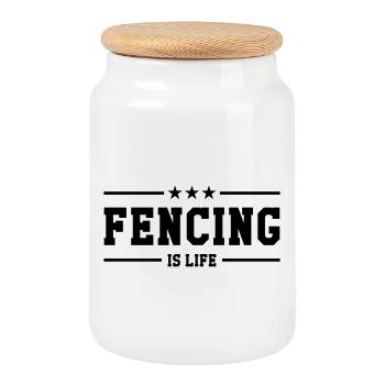 Fencing is life - Boîte à biscuits avec couvercle en bois - blanc - Devant
