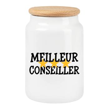 Meilleur Conseiller - Boîte à biscuits avec couvercle en bois - blanc - Devant